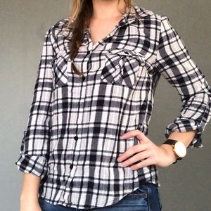 Navy Blue Plaid Shirt - LIKE NEW